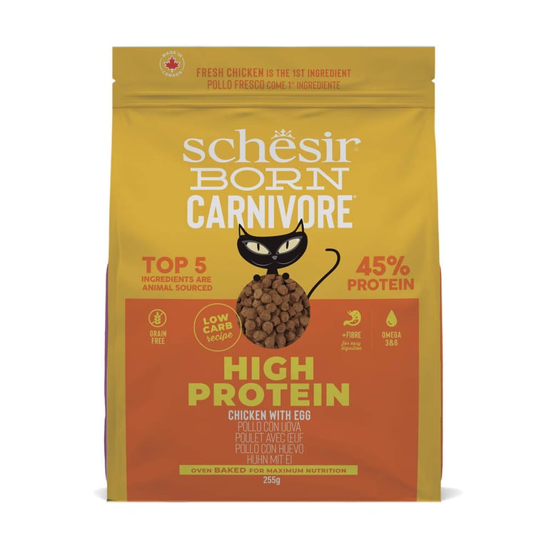 Schesir Born Carnivore kassi kuivtoit, kana/muna, 255 g