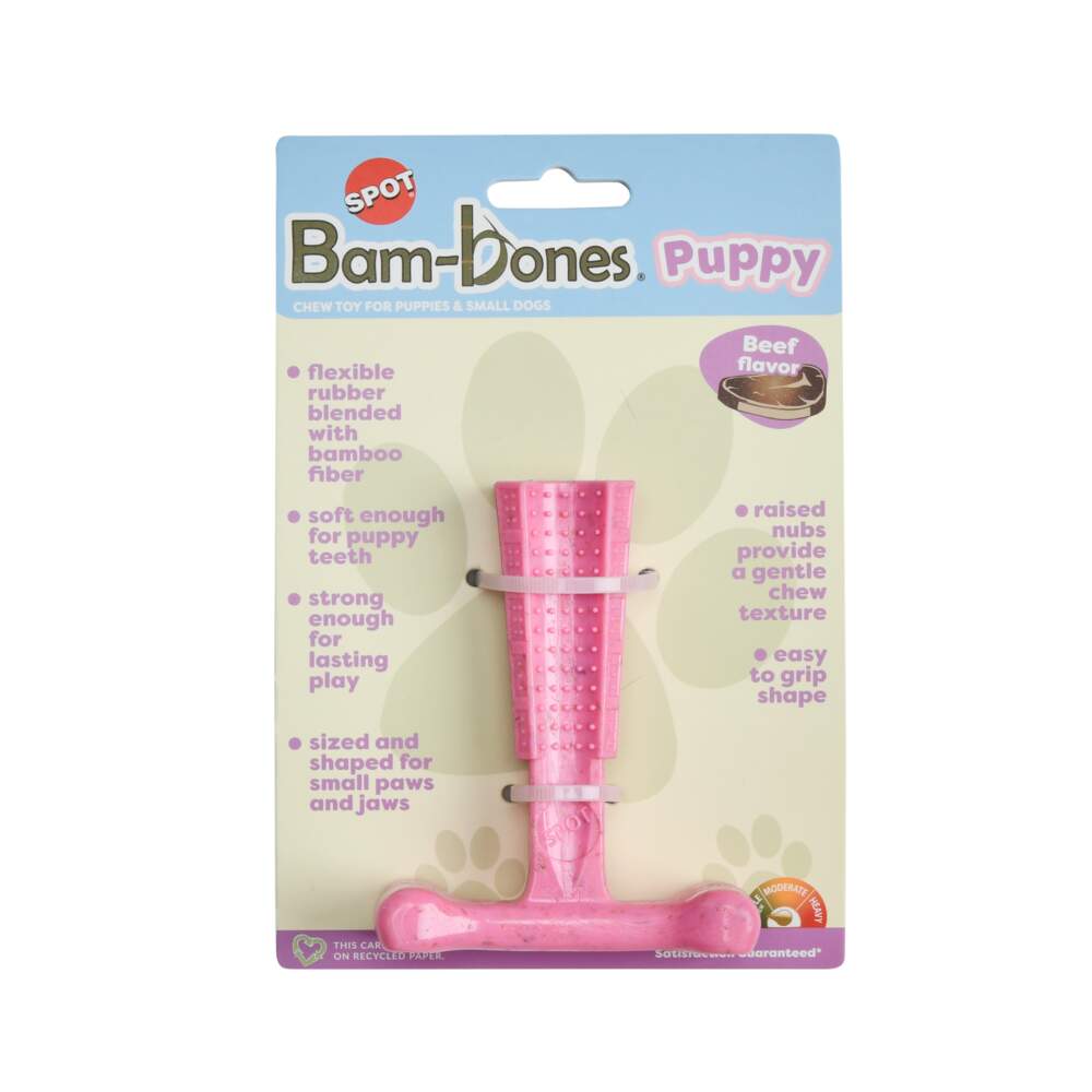 BamBones Puppy košļājamā rotaļlieta kucēniem, liellops, rozā - Produkta attēls