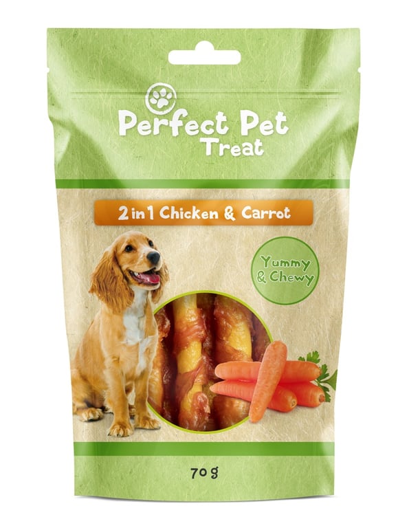 Perfect Pet 2IN1 skanėstai šunims, su vištiena ir daržovėmis, 70g