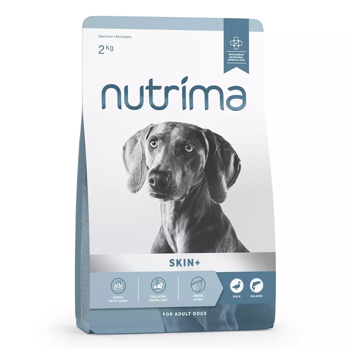 Nutrima Skin+ sausā barība suņiem, pīle/lasis, 2kg - Produkta attēls