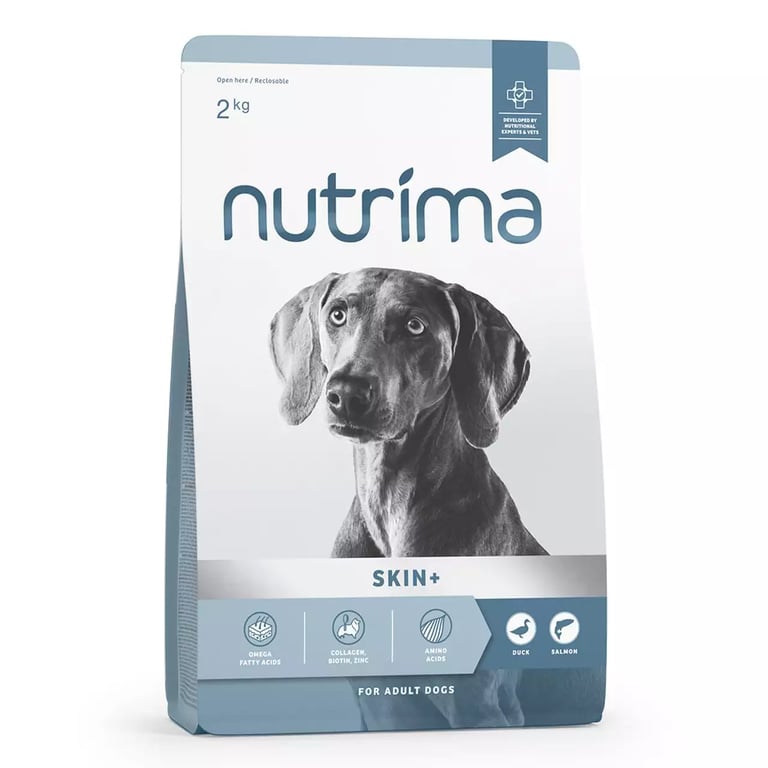 Nutrima Skin+ sausā barība suņiem, pīle/lasis, 2kg