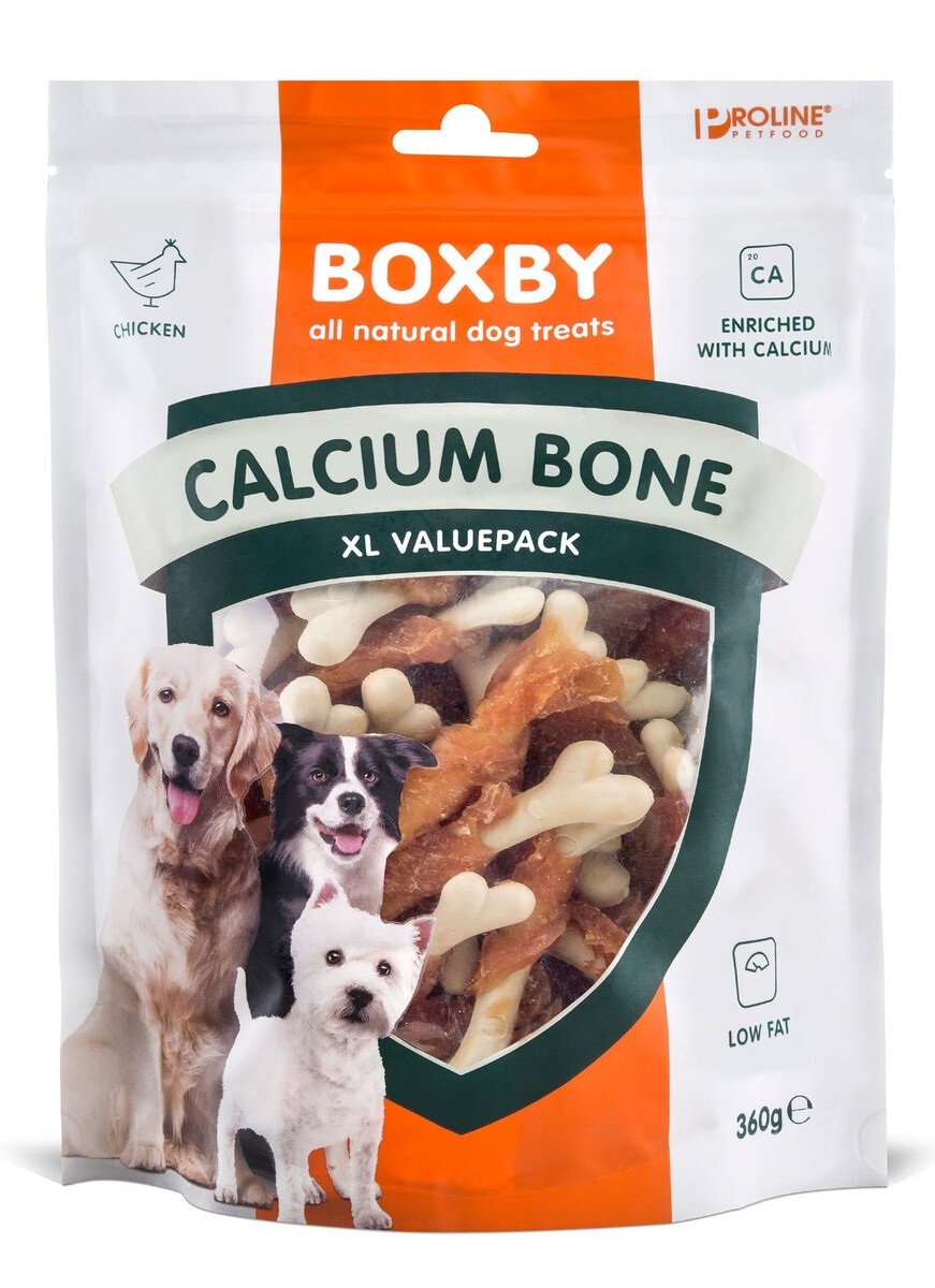 Boxby Calcium Bones skanėstai šunims, su vištiena ir jautiena, 360g -  1