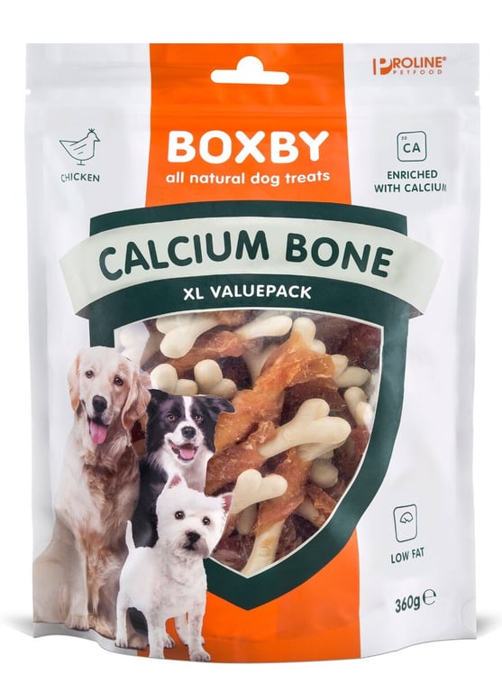 Boxby Calcium Bones skanėstai šunims, su vištiena ir jautiena, 360g