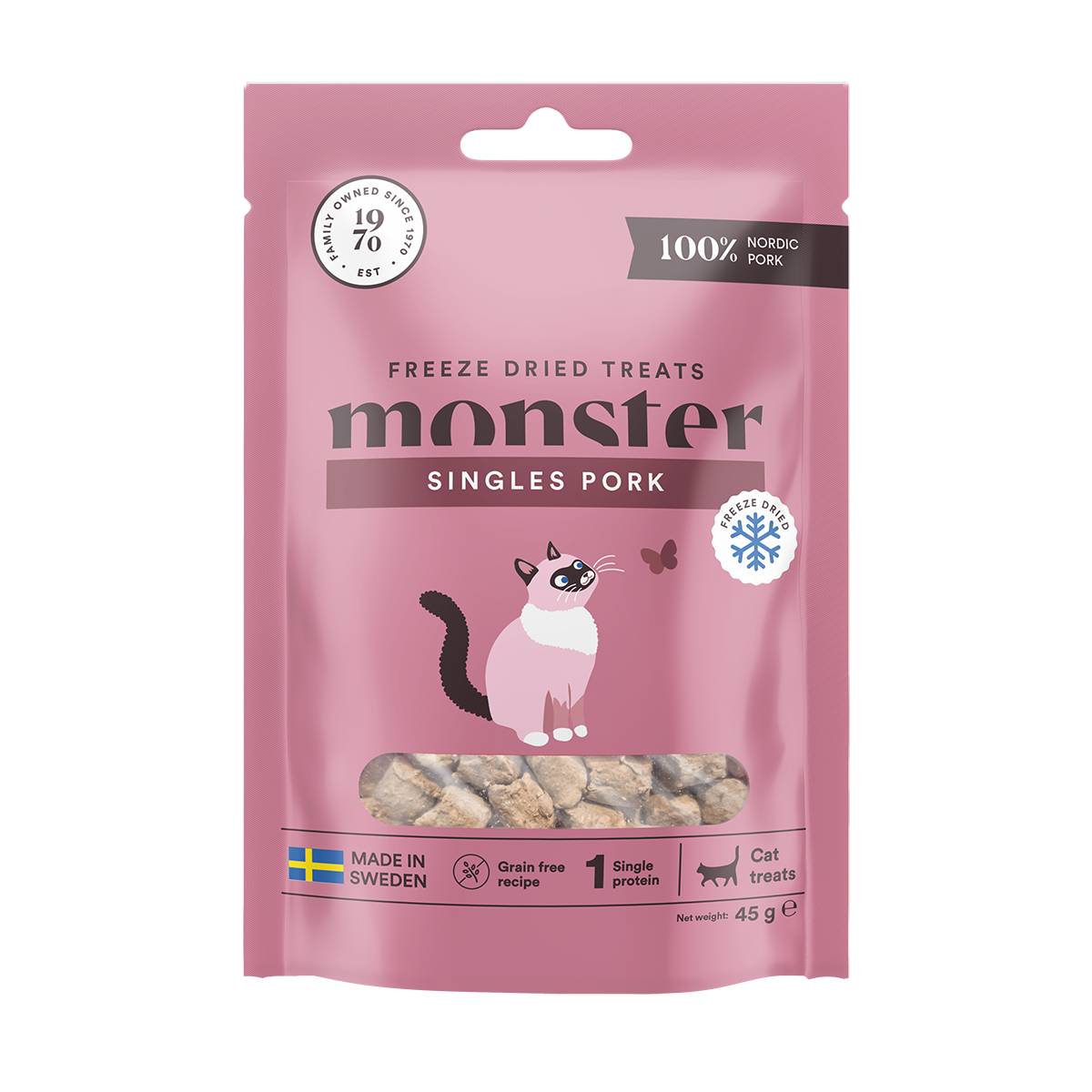 Monster Cat liofilizuoti skanėstai katėms – 100 % kiauliena, 45 g - 