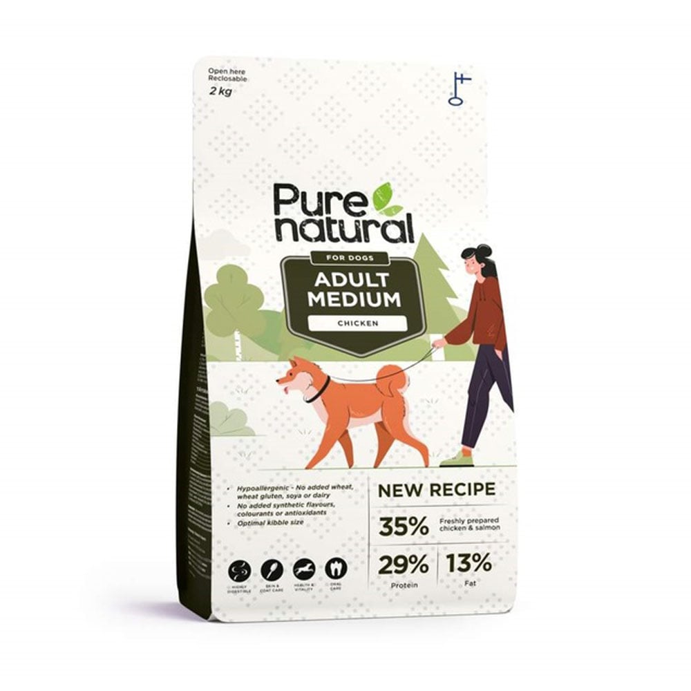 Purenatural sausas maistas vidutinių veislių šunims su vištiena, 2 kg -  1