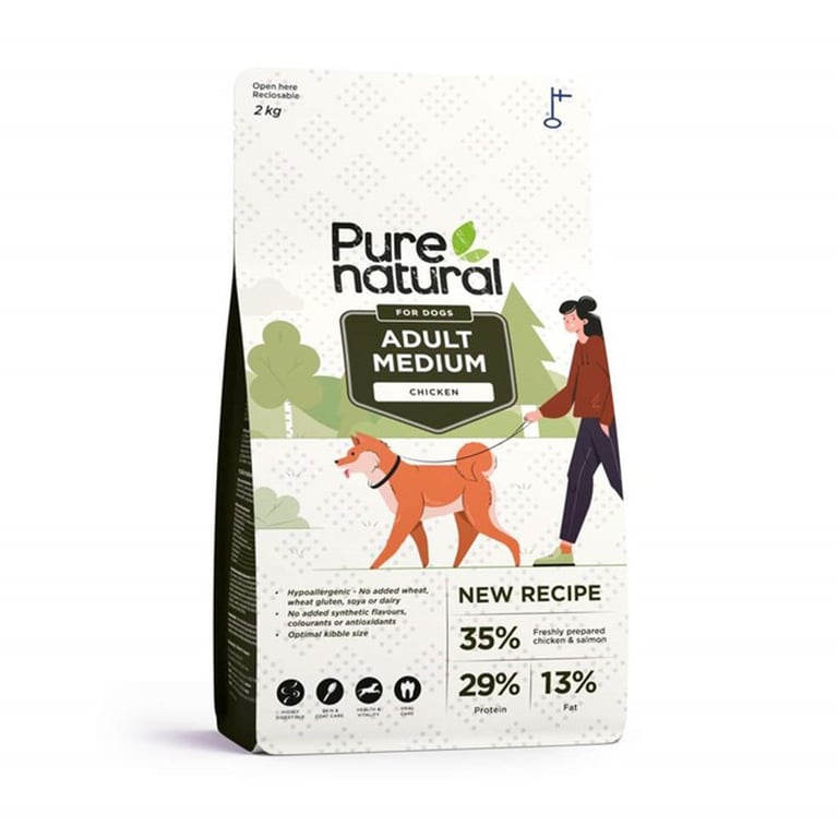 Purenatural koera kuivtoit keskmist tõugu koerale, 2 kg