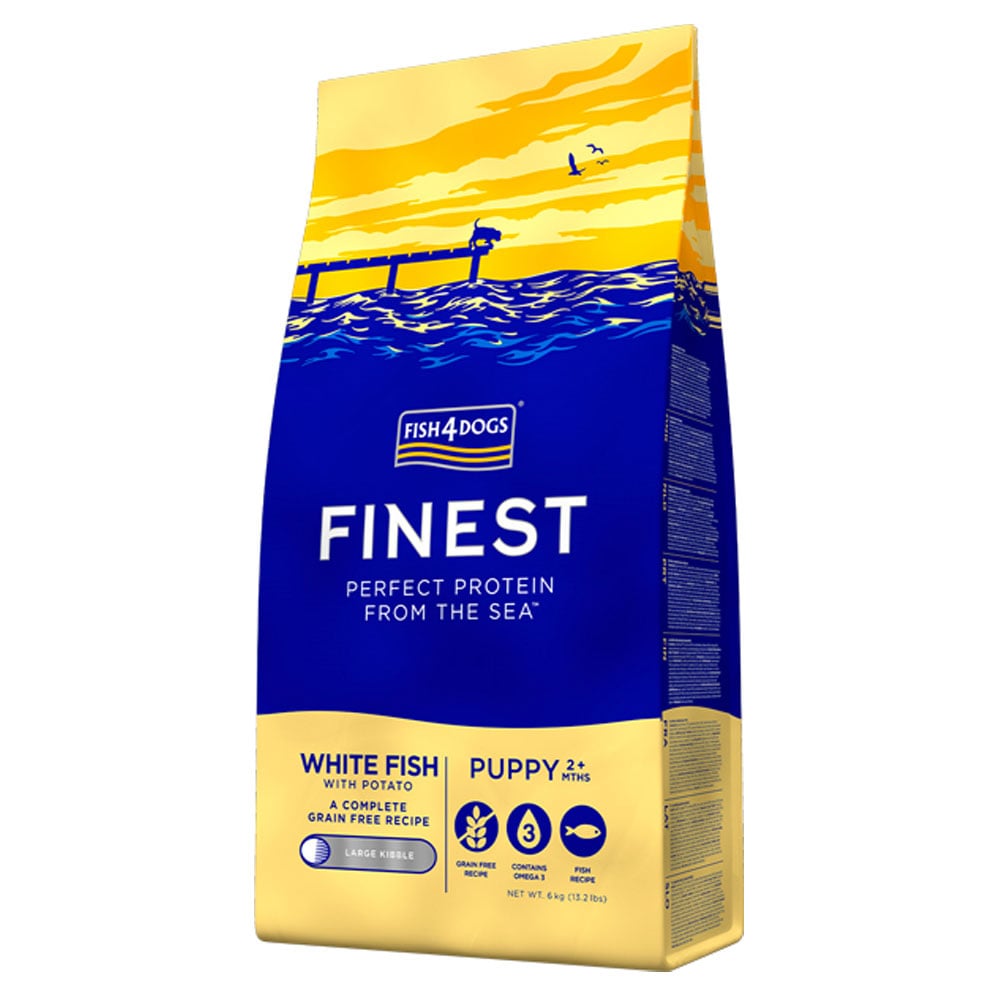 Fish4Dogs Finest White Fish maistas šuniukams 6kg (did.granulės) -  1