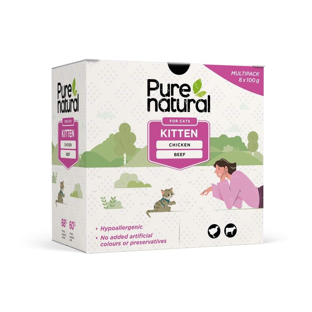 PURENATURAL Multipaka mitrā barība kaķēniem, 8 x 100g - Produkta attēls