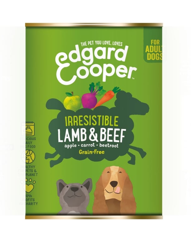 EDGARD COOPER mitrā barība suņiem, jērs/liellops, 400 g