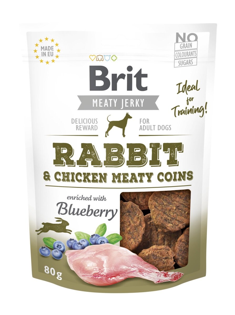 Brit Jerky Snack Meaty Coins skanėstas šunims su triušiena, 80 g - 