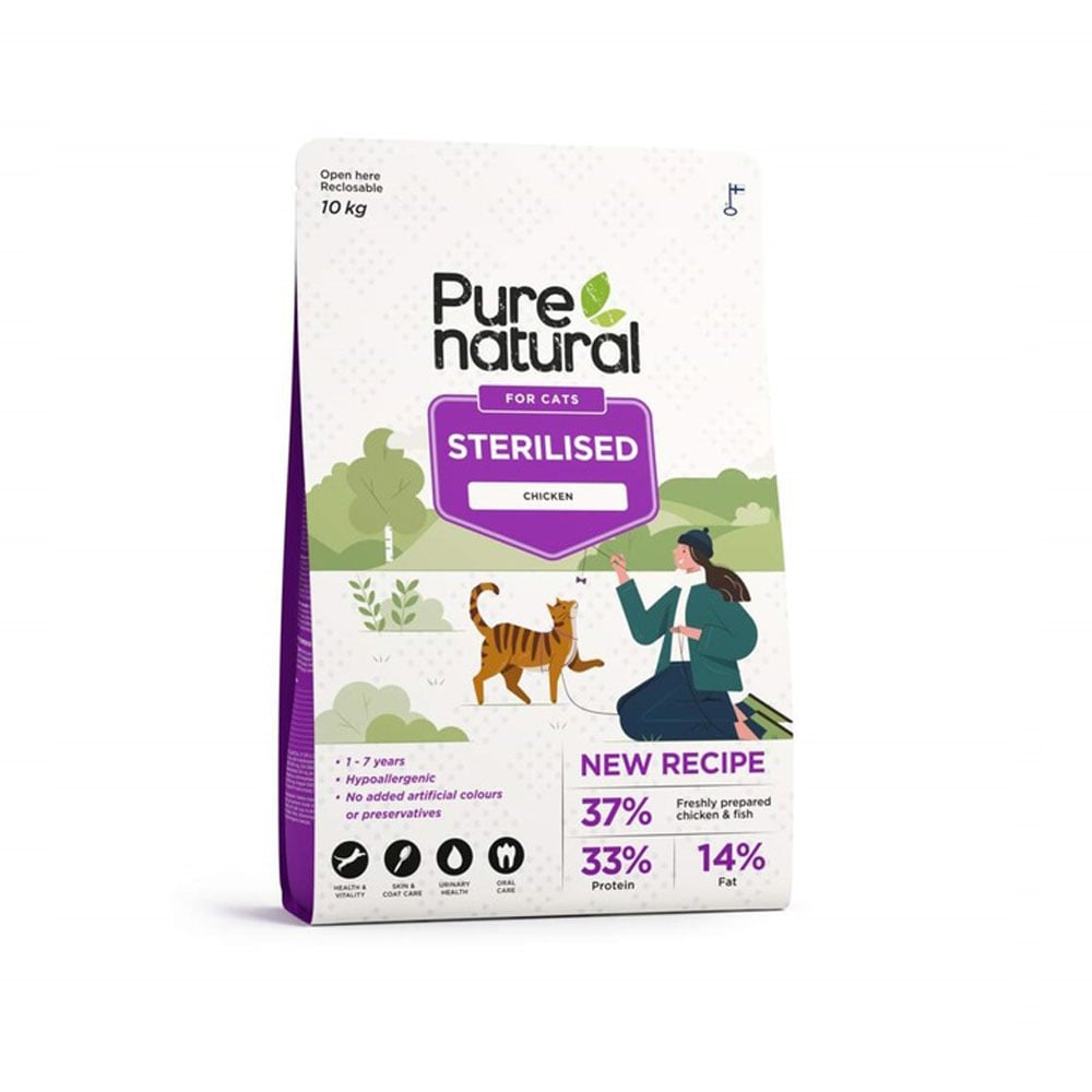 Purenatural maistas sterilizuotoms katėms su vištiena, 10 kg -  1