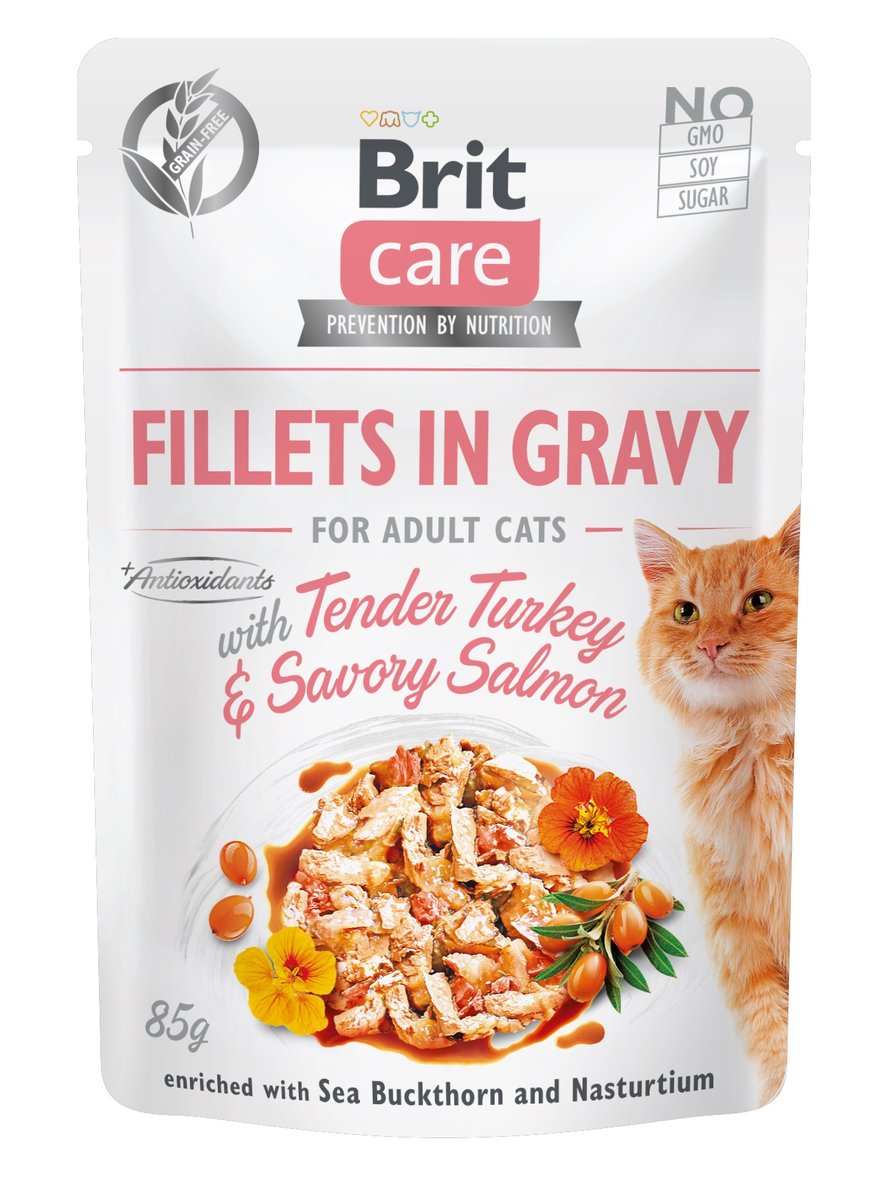 BRIT Care mitrā barība kaķiem, tītars/lasis mērcē, 85g - Produkta attēls
