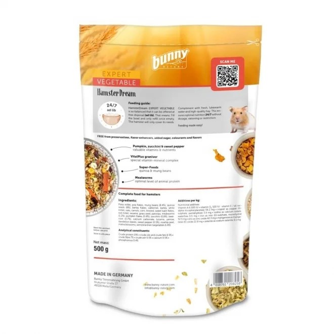 BUNNY Dream Expert barība kāmīšiem ar dārzeņiem, 500g - Produkta attēls 3