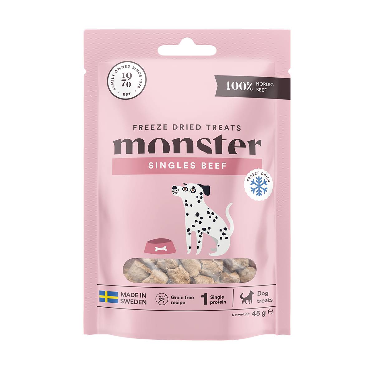 Monster Dog liofilizuoti skanėstai šunims – 100 % jautiena, 45 g - 