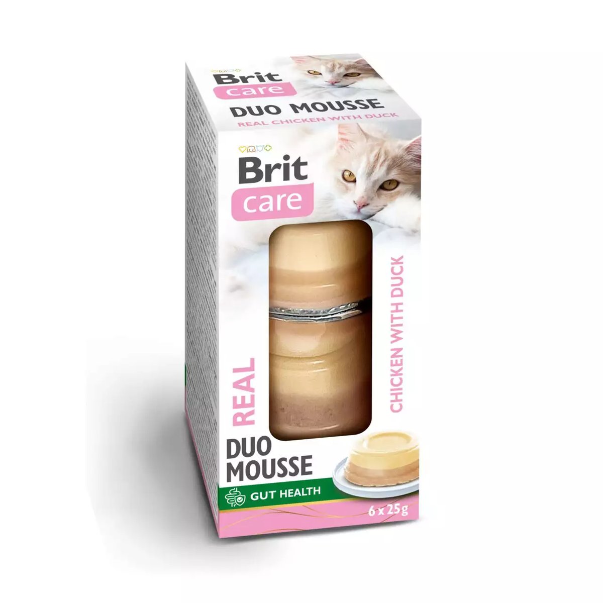 Brit Care Duo Mousse kassi konserv, kana/part, 6 x 25 g - Tootepilt