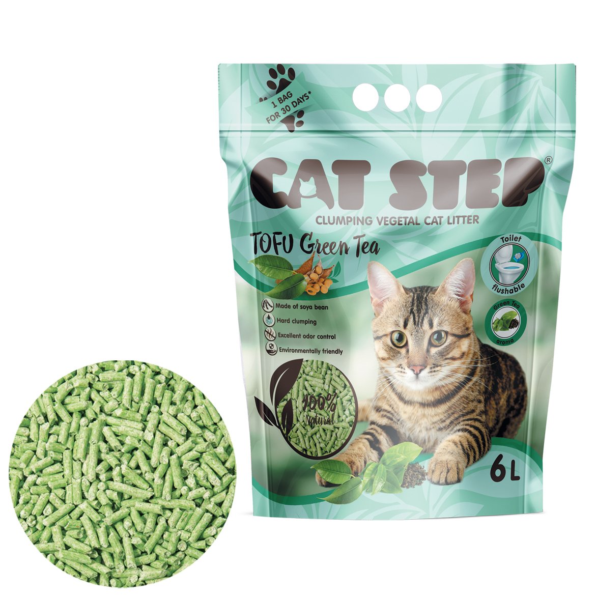 Cat Step Tofu kraikas katėms su žaliosios arbatos ekstraktu 2,7 kg/6 l -  1