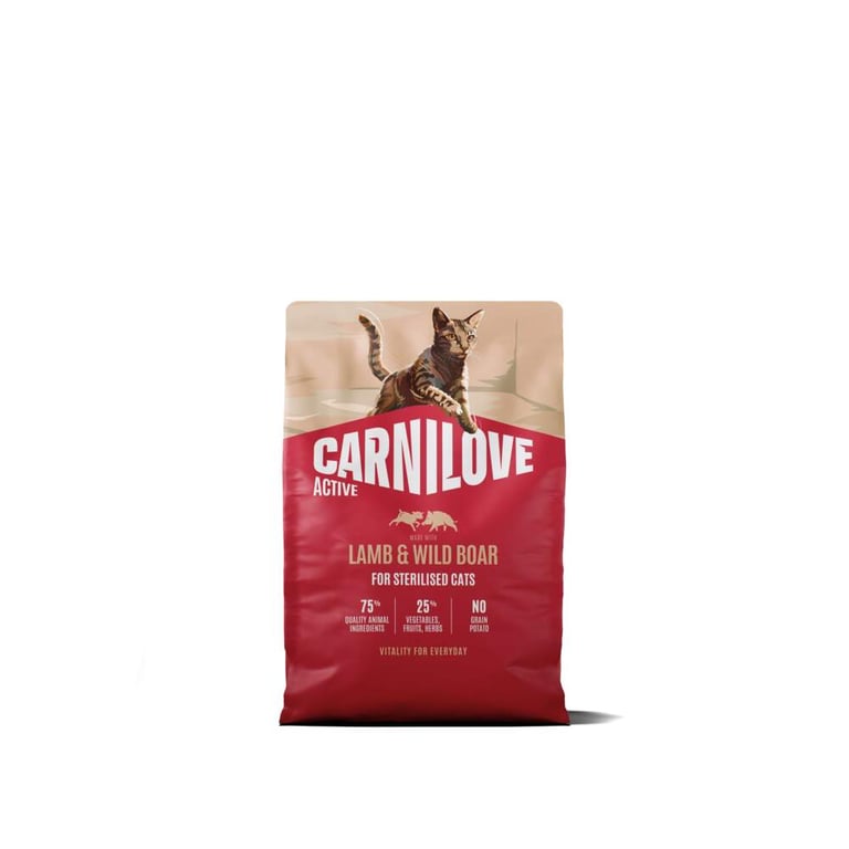 Carnilove Active kuivtoit steriliseeritud kassile, lammas/metssiga, 2 kg
