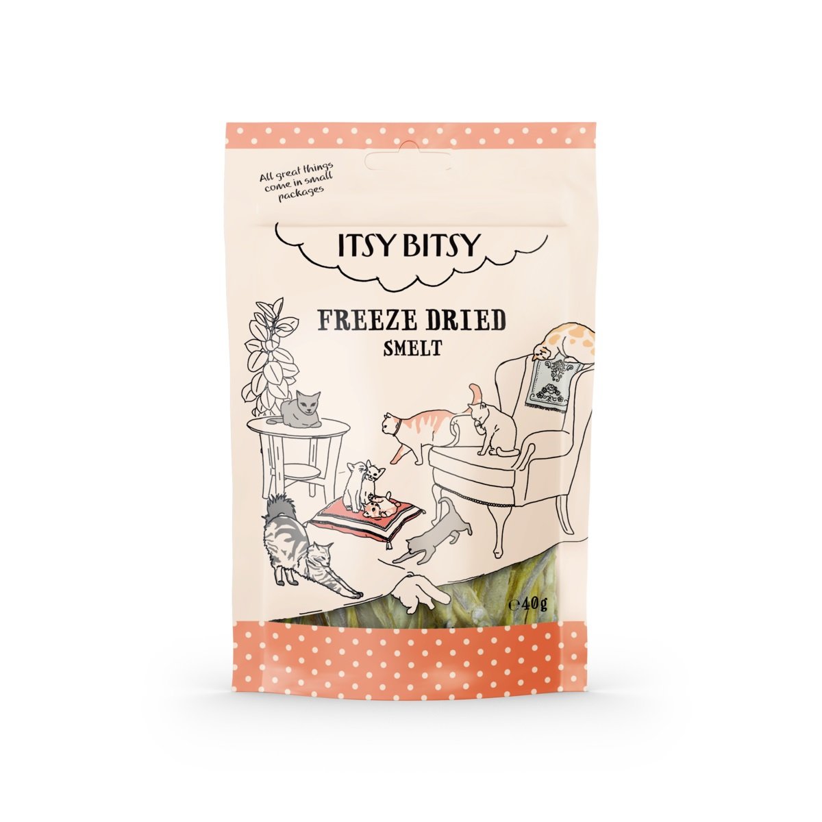 ITSY BITSY liofilizēti kārumi kaķiem, zivis, 40g - Produkta attēls