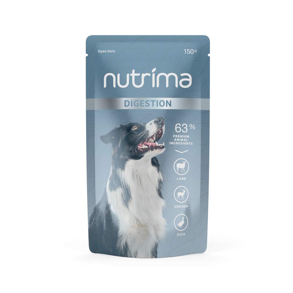 Nutrima Digestion mitrā barība suņiem, jērs/briedis/pīle, 150g - Produkta attēls