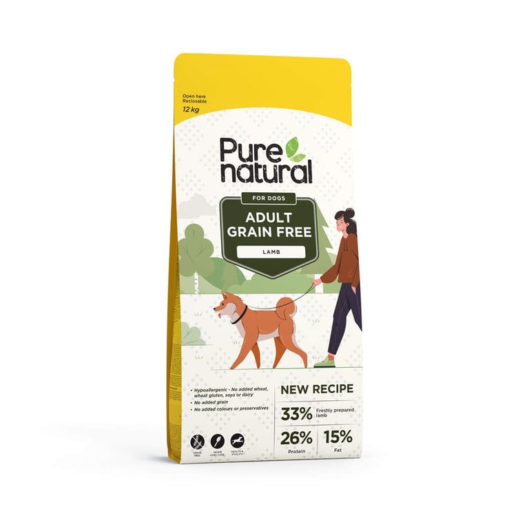 PURENATURAL sausā barība suņiem, jērs, 12kg