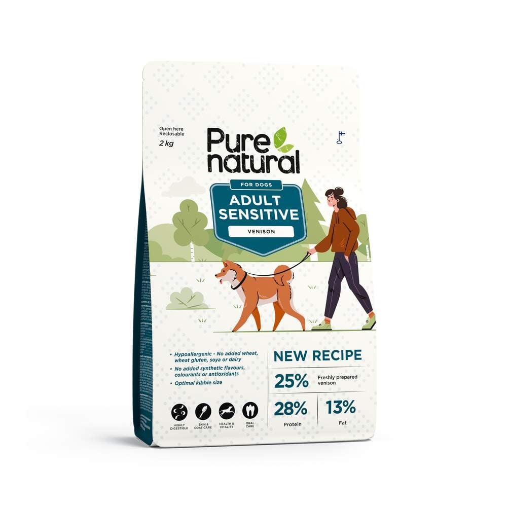 Purenatural sensitive maistas šunims su elniena, 2 kg -  1
