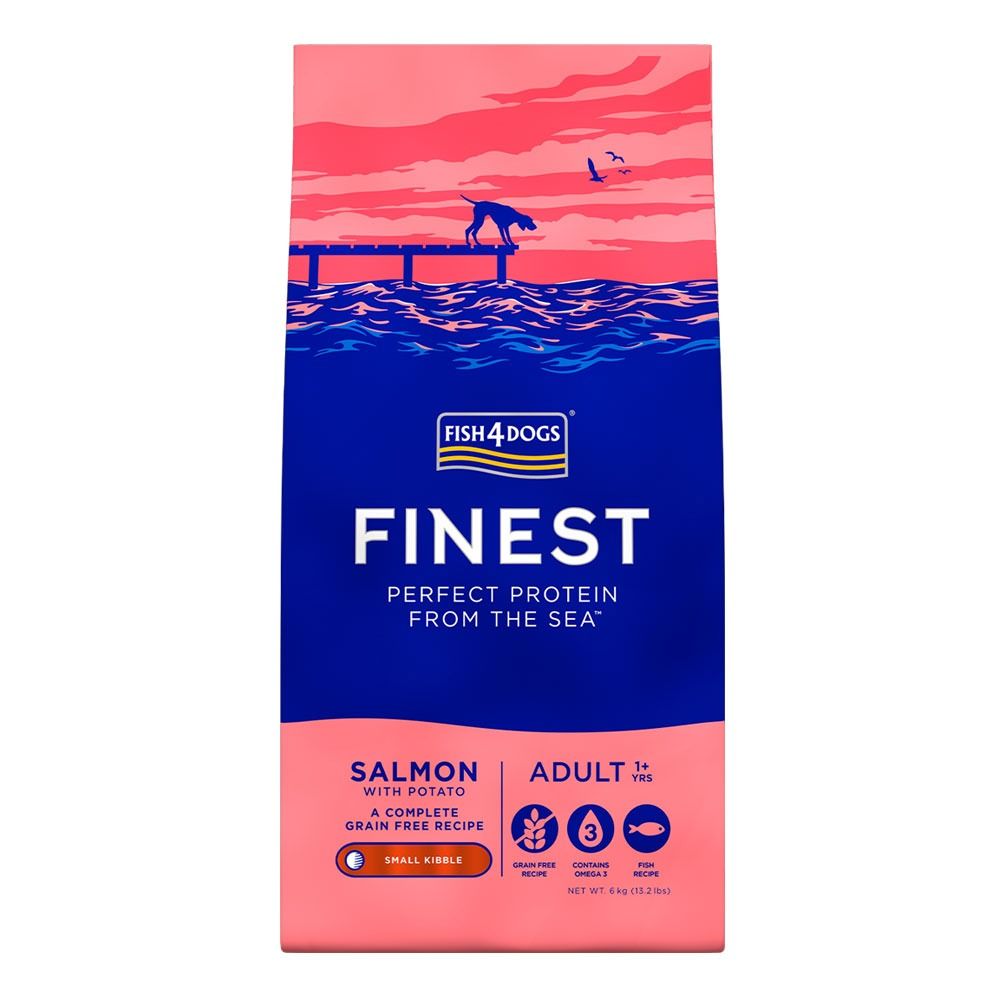Fish4Dogs Finest Salmon sausas maistas šunims, 6kg (maž.granulės) -  1