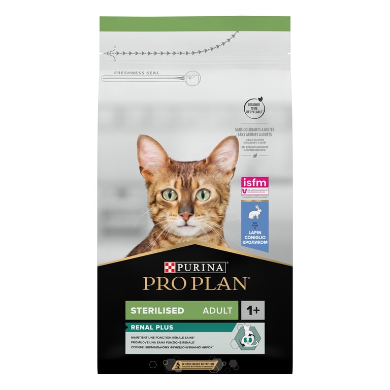 Pro Plan Sterilised Renal sausas maistas katėms su triušiena, 1,5kg