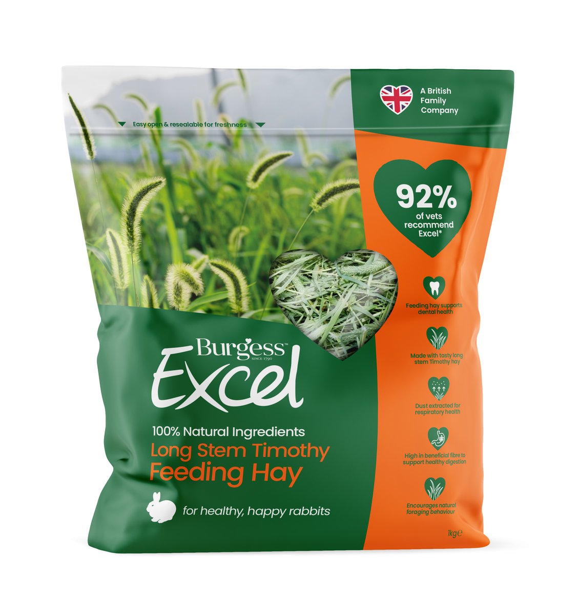 Burgess Excel Long Stem šienas, 1kg - 