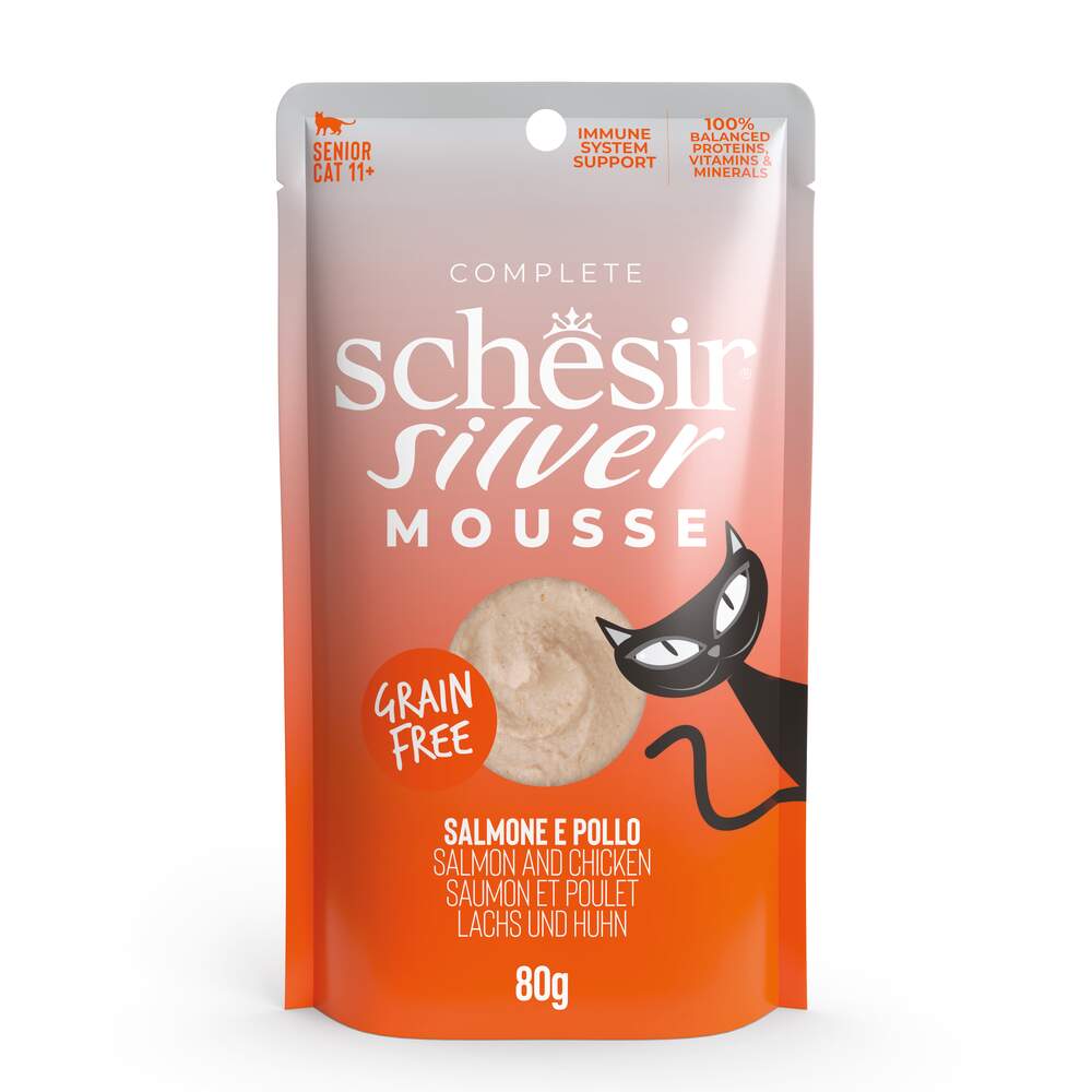 Schesir Silver Mousse seenior kassi einekotike, lõhe, 80 g - Tootepilt