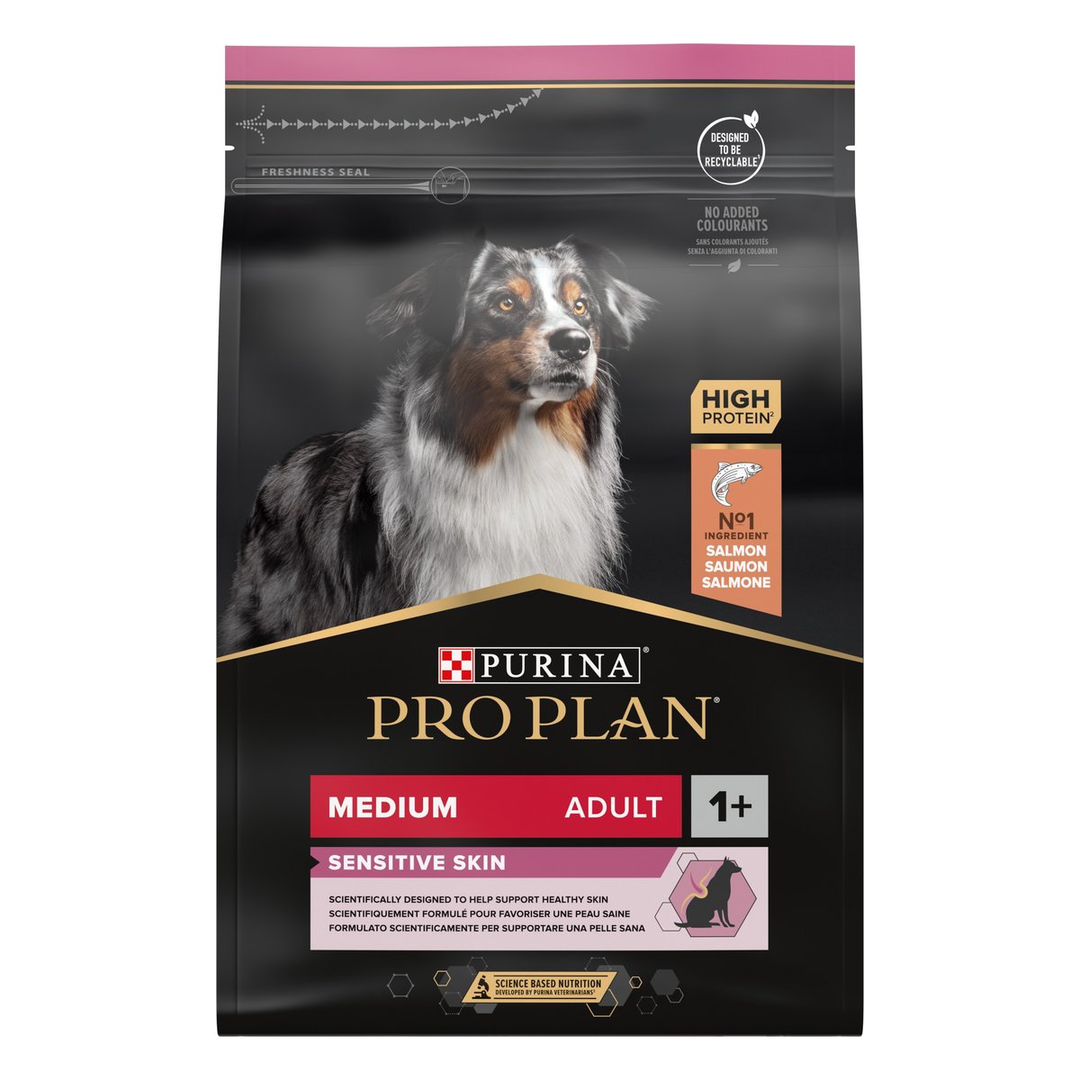 PRO PLAN Adult Medium Sensitive sausā barība suņiem, lasis, 3kg - Produkta attēls