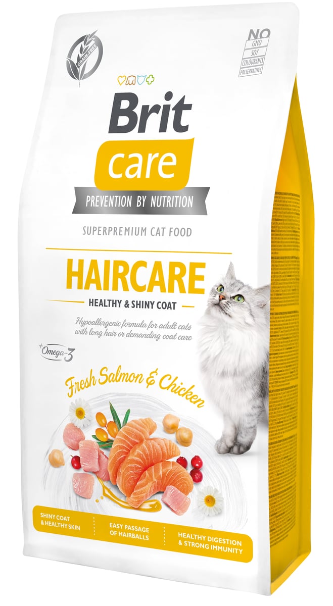 Brit Care Haircare Healthy&Shiny Coat maistas katėms, 7kg - 
