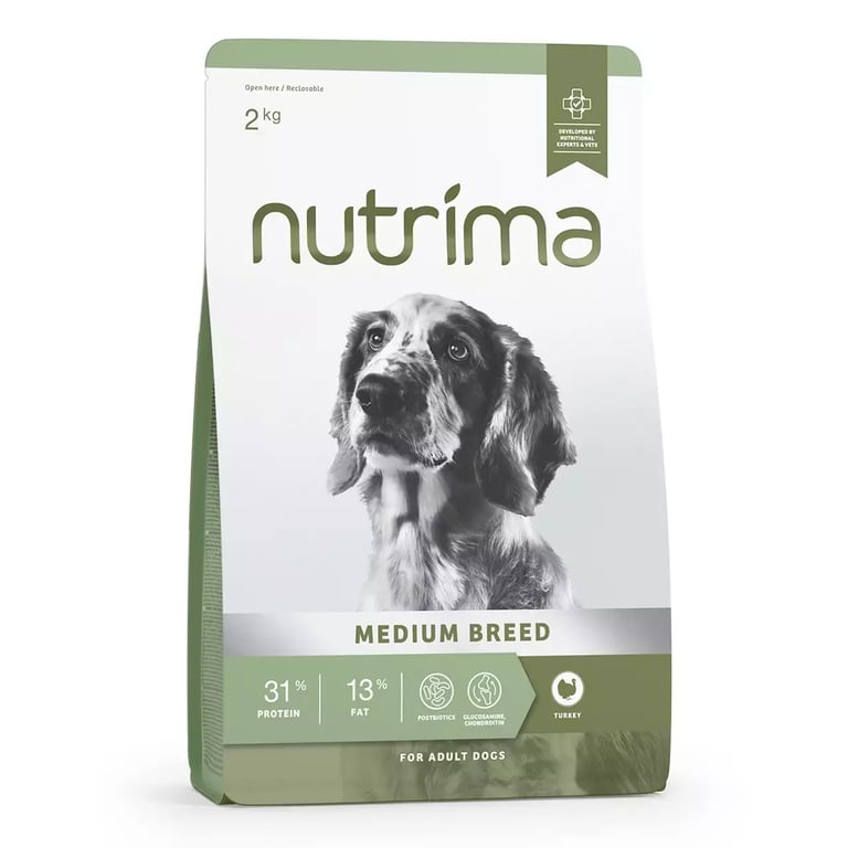Nutrima keskmist tõugu koera kuivtoit, 2 kg