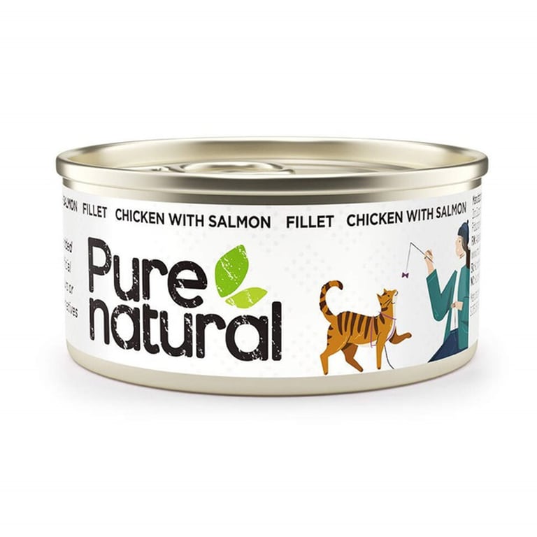 Purenatural kassikonserv, kana/lõhe, 70 g