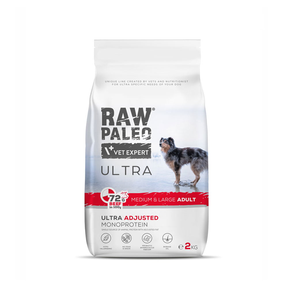 Raw Paleo Ultra adult medium&large maistas šunims su jautiena, 2kg -  1