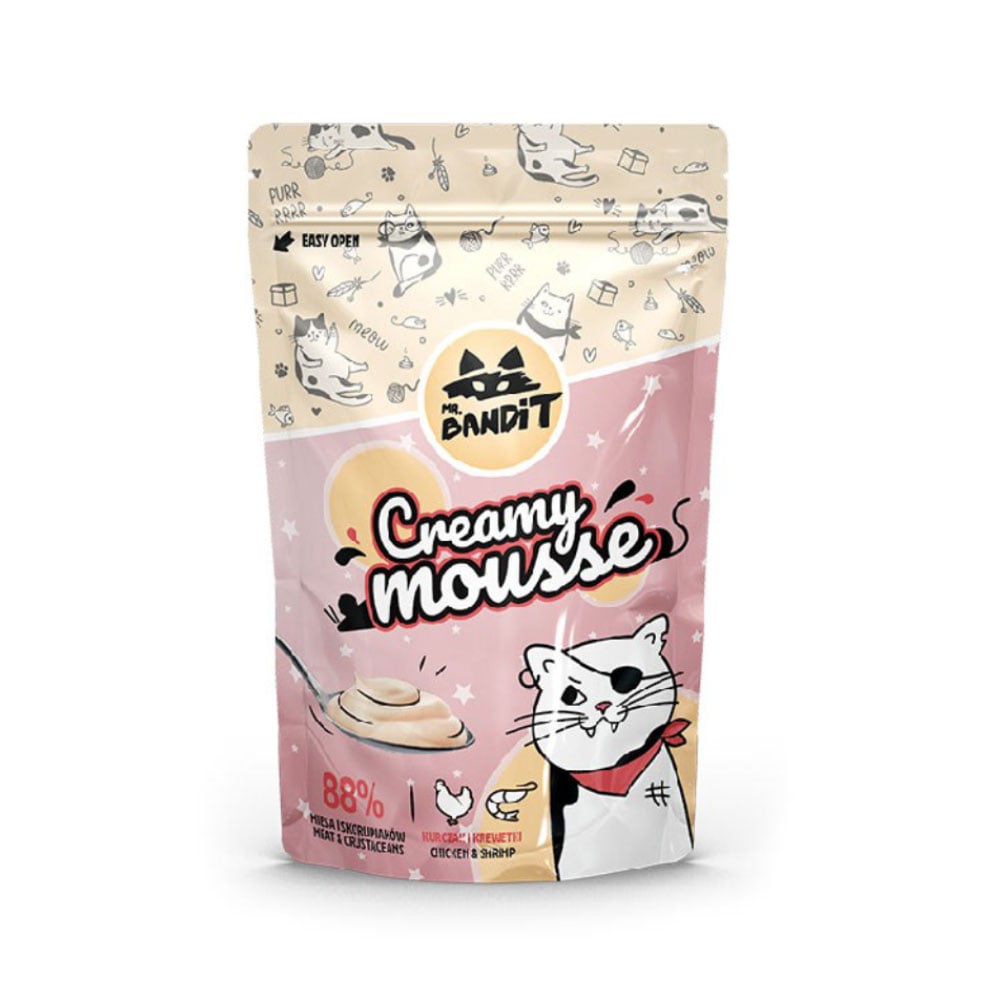 Mr.Bandit Creamy Mousse skanėstai katėms vištiena/krevetėmis, 60g -  1