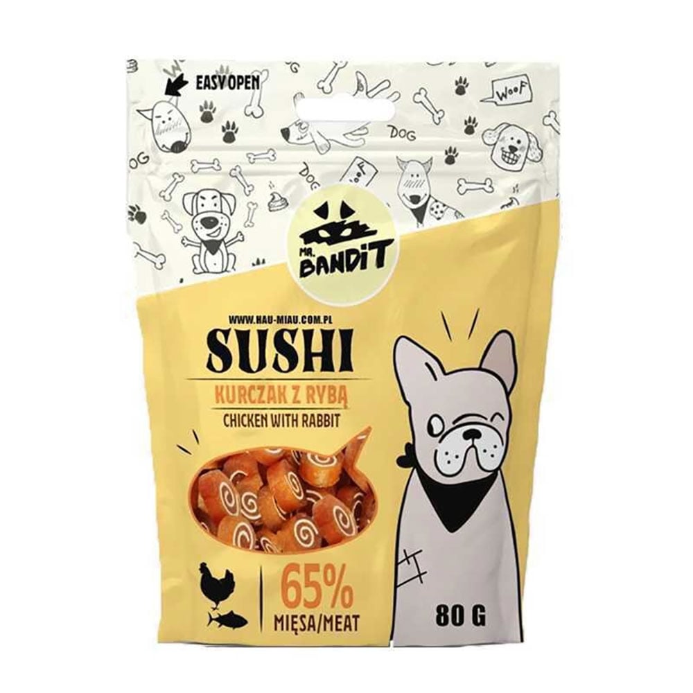 Mr. Bandit Sushi skanėstai šunims su vištiena ir žuvimi, 80 g -  1