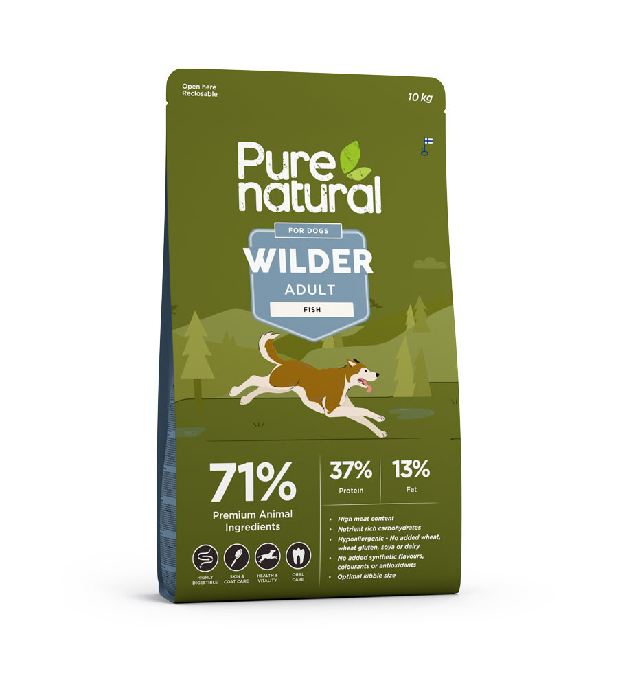 PURENATURAL WILDER SAUSAS MAISTAS ŠUNIMS SU ŽUVIMI, 10 KG - 