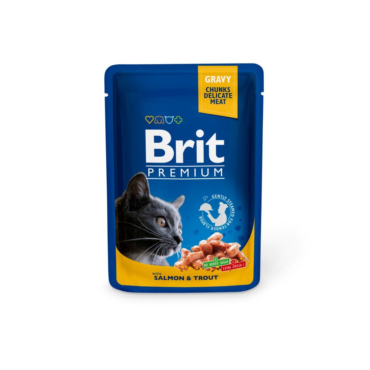 BRIT Premium mitrā barība kaķiem, lasis/forele, 100g - Produkta attēls