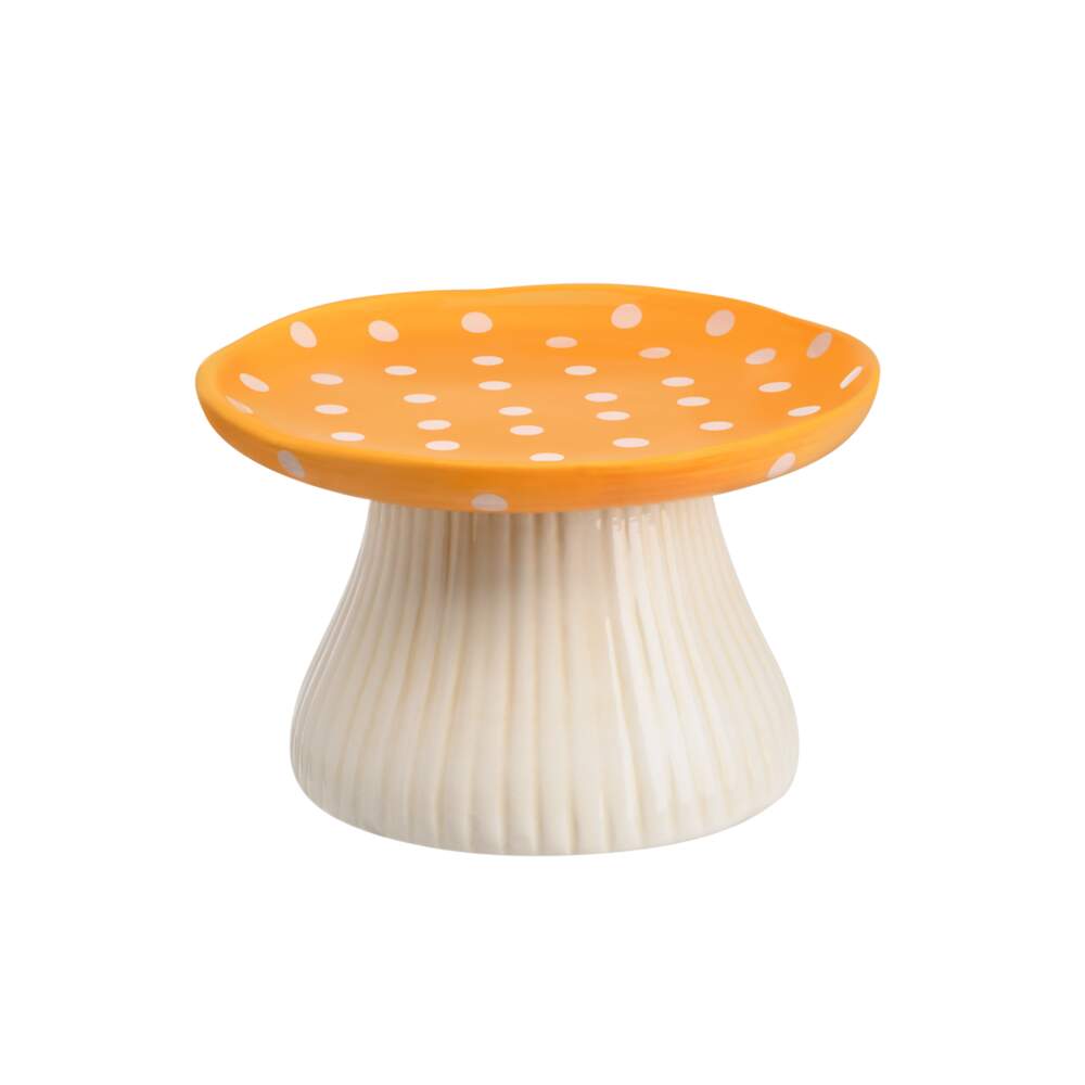 Little&Bigger Mushroom Love keramikas bļodiņa kaķiem, dzeltena - Produkta attēls