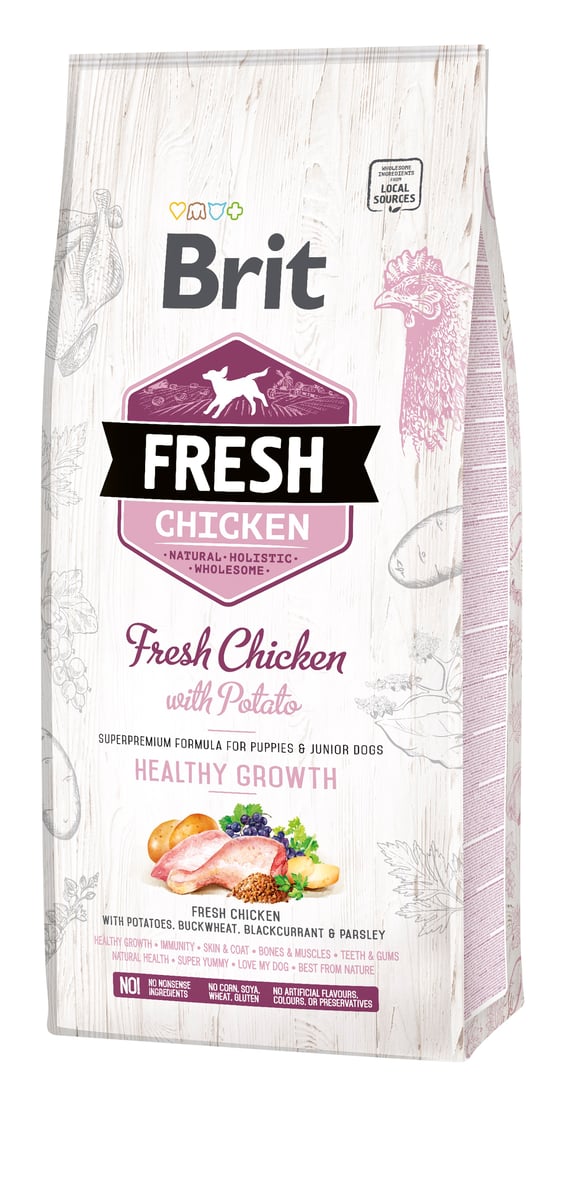 BRIT Fresh sausā barība kucēniem, vista/kartupeļi, 12kg - Produkta attēls