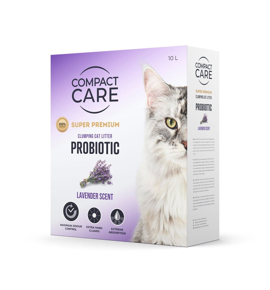 Compact Care Probiotic kraikas katėms su probiotikais, levandų kvapo, 10 l -  1