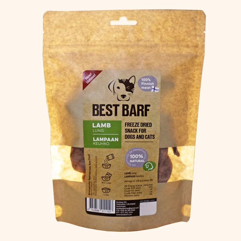 Best Barf šaltai džiovinti ėrienos plaučiai, 100 g