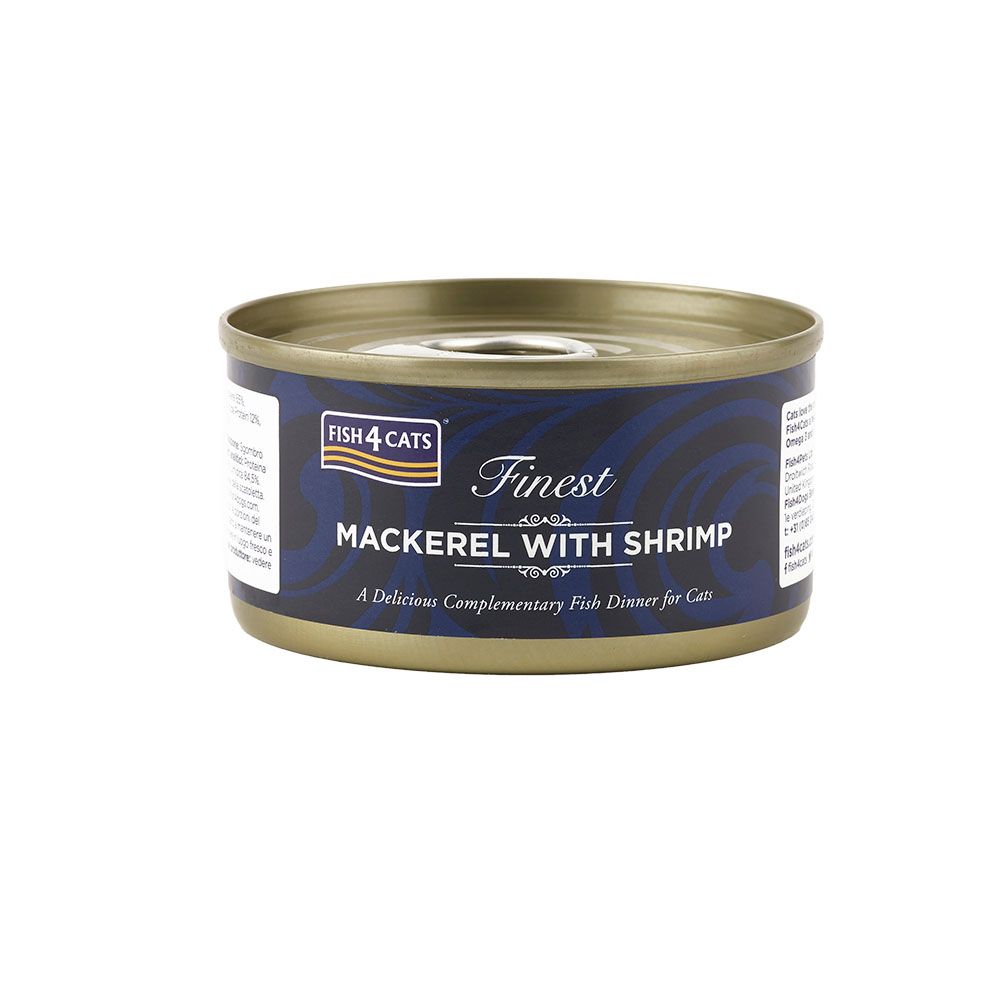 F4C KONSERVAI KATĖMS SU SKUMBRE IR KREVETĖMIS, 70G -  1