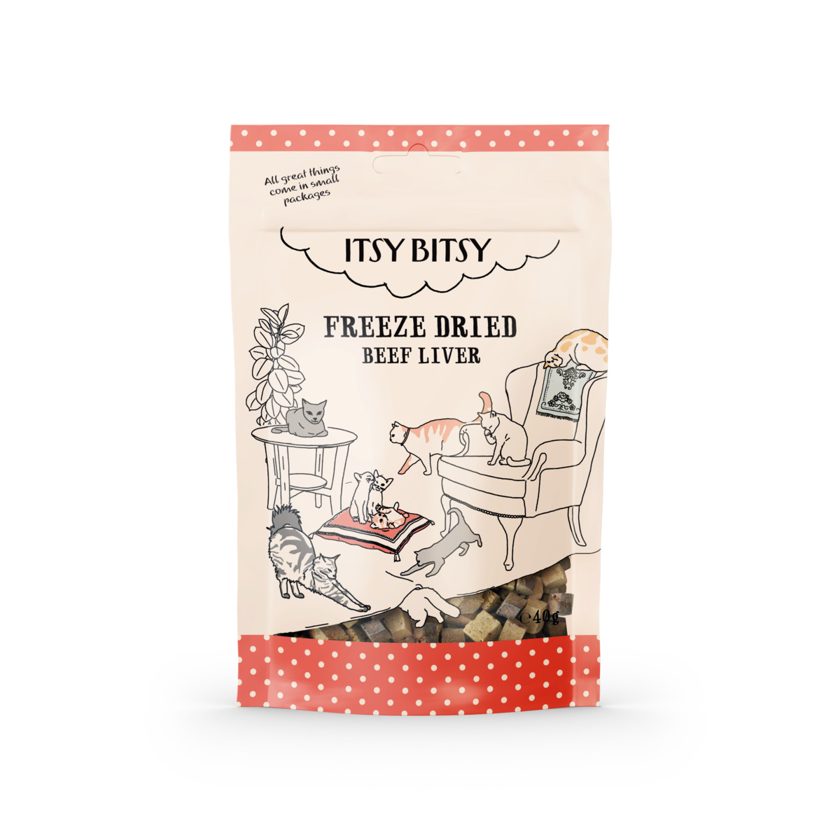 ItsyBitsy liofilizuotas skanėstas katėms, su jautienos kepenimis, 40 g - 