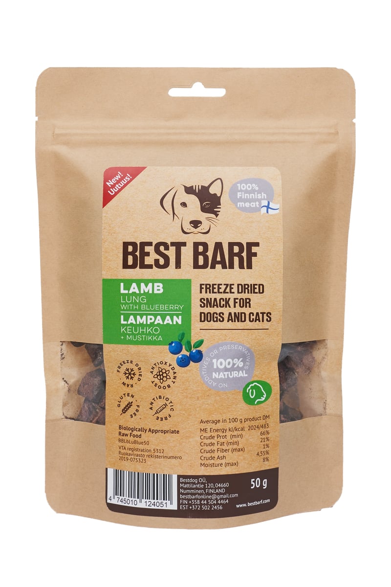 Best Barf külmkuivatatud maius, lamba kops mustikatega 50 g - Tootepilt 1