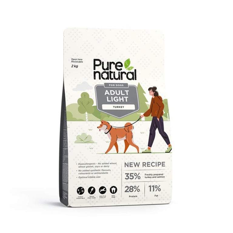 Purenatural Light sausas maistas šunims su kalakutiena, 2 kg
