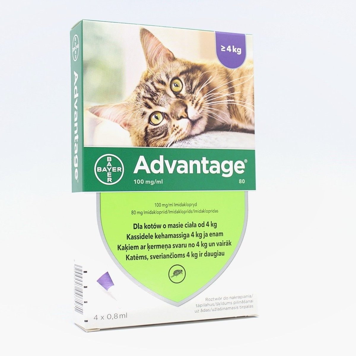 Advantage 80 mg šķīdums pret blusām kaķiem virs 4 kg 4 gab - Produkta attēls