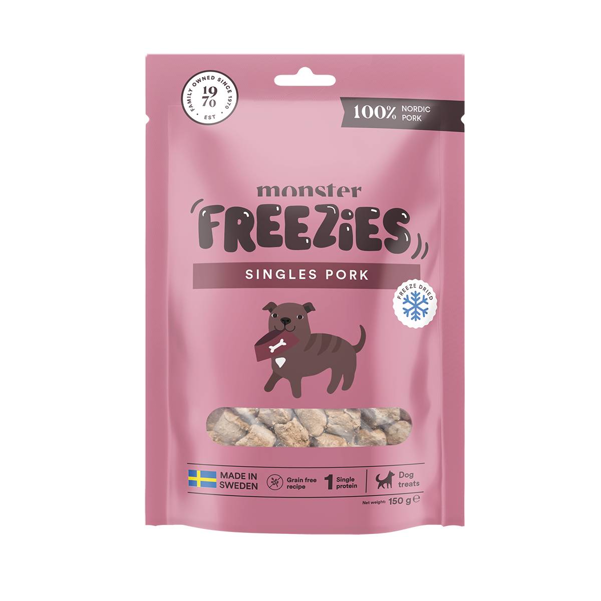 Monster Dog liofilizuotas skanėstas šunims – 100 % kiauliena, 150 g - 