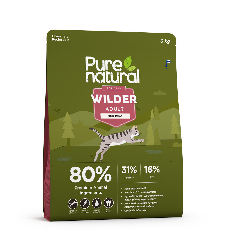 PURENATURAL WILDER SAUSAS MAISTAS KATĖMS SU RAUDONA MĖSA, 6 KG - 
