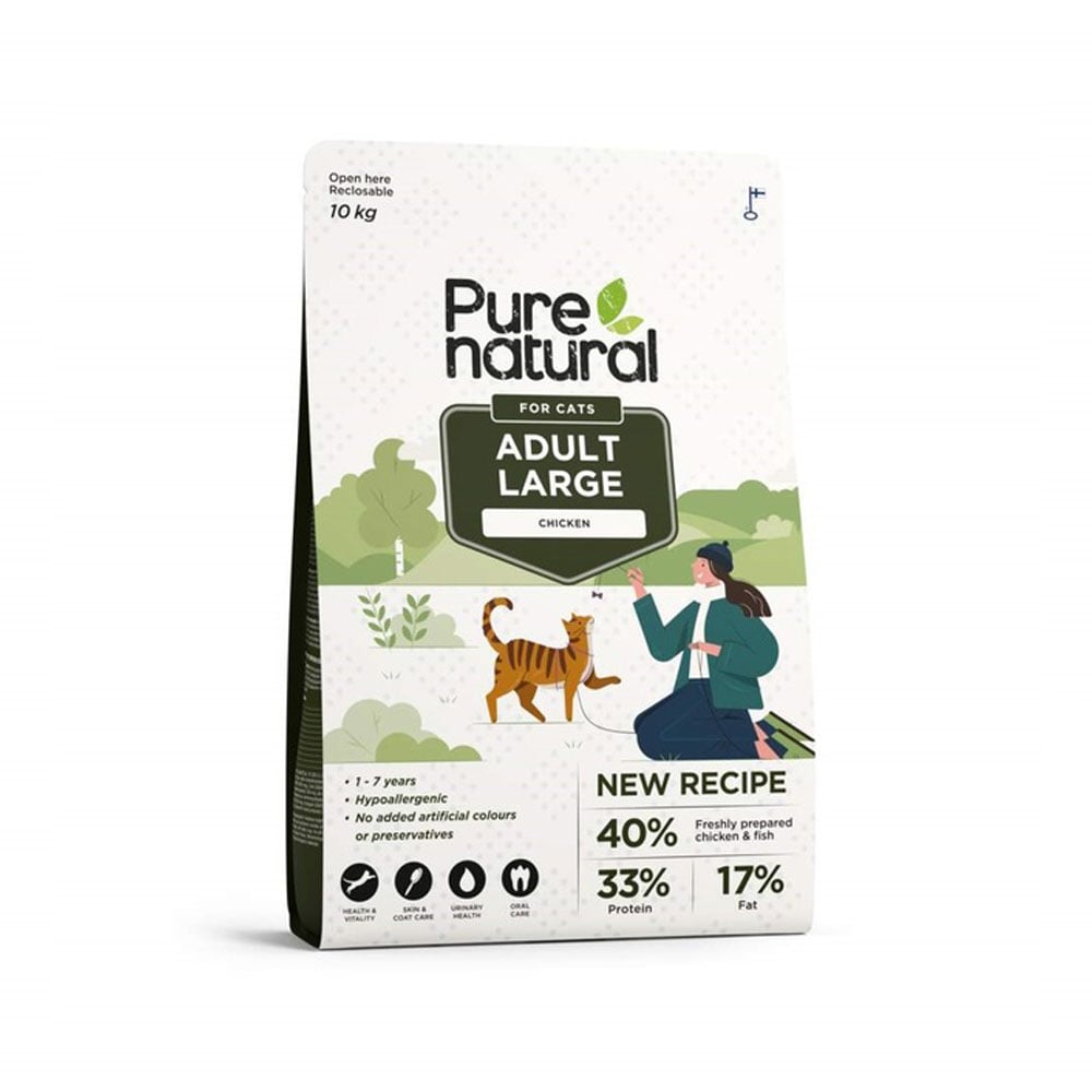 PURENATURAL Large sausā barība kaķiem, vista/lasis, 10kg - Produkta attēls 1